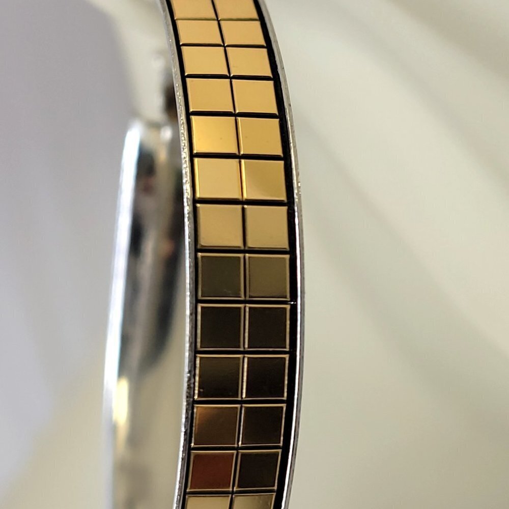 Tile Pattern Gold Tone Round Hoop Earrings - Picture 7 of 11